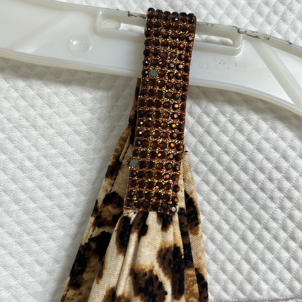 Cache Leopard Print Ruched Tank with Rhinestones - Picture 3 of 8